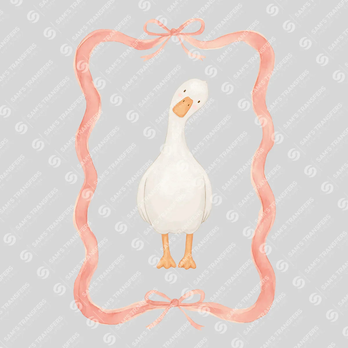 Apparel featuring a Goose In Pink Ribbon Frame-themed DTF transfer.