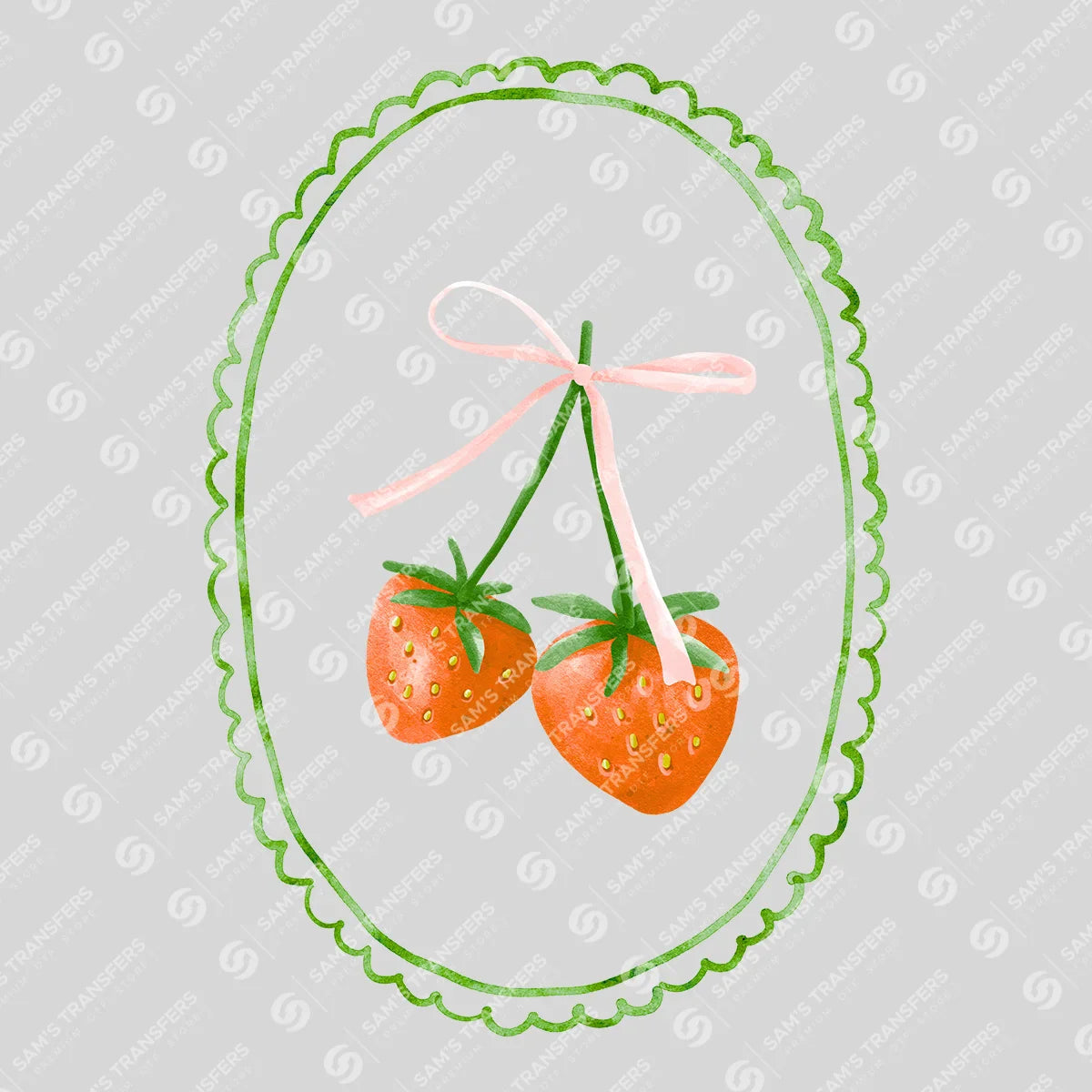 Apparel featuring a Strawberries With Bow Frame-themed DTF transfer.