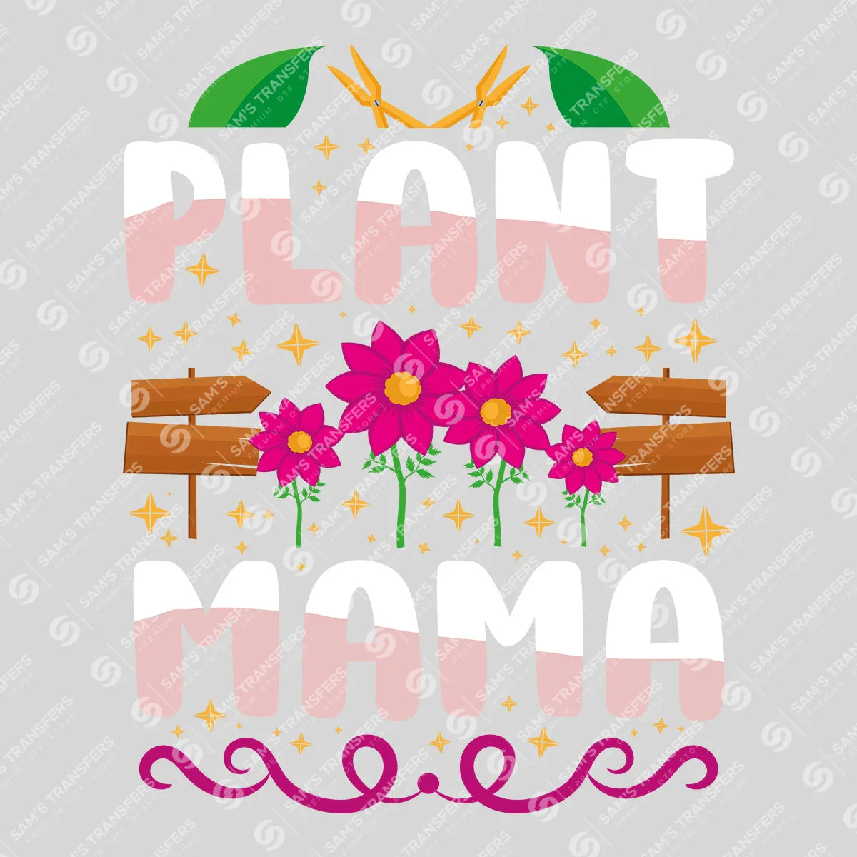 Apparel featuring a Plant Mama Flowers-themed DTF transfer.