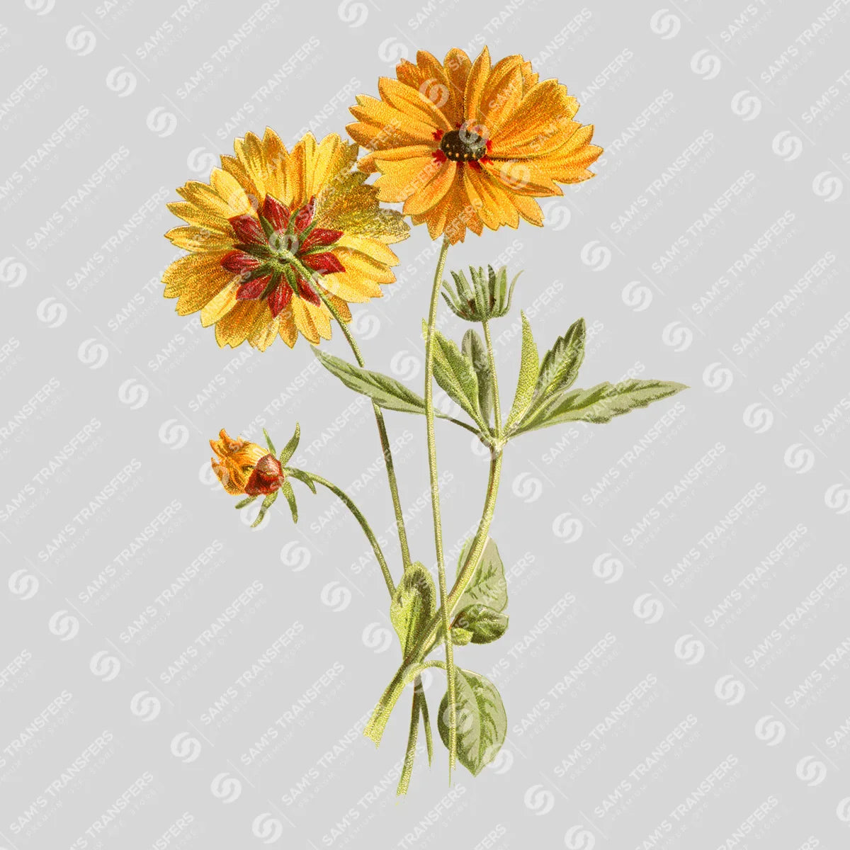 Apparel featuring a Yellow Garden Flowers-themed DTF transfer.