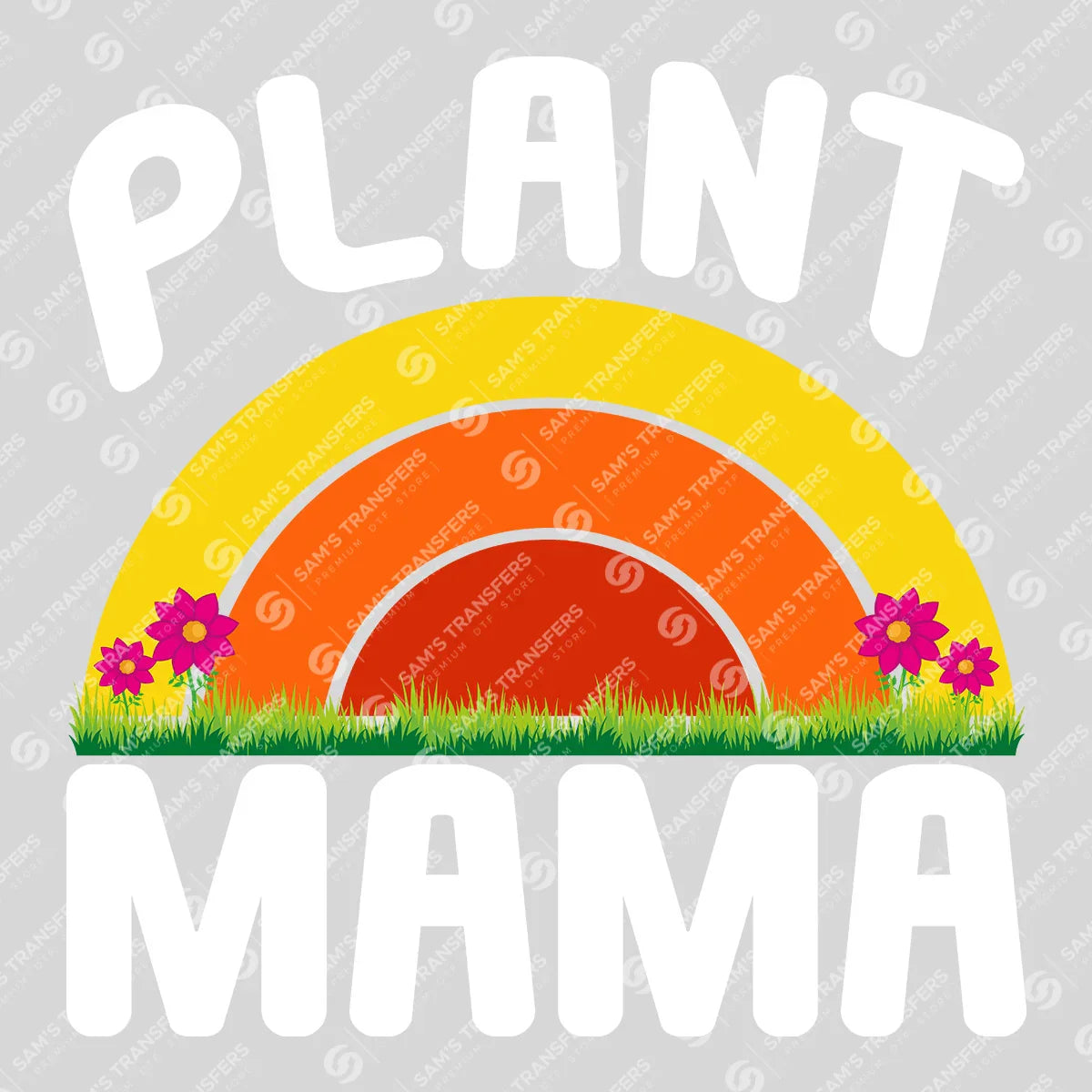 Apparel featuring a Plant Mama Rainbow-themed DTF transfer.