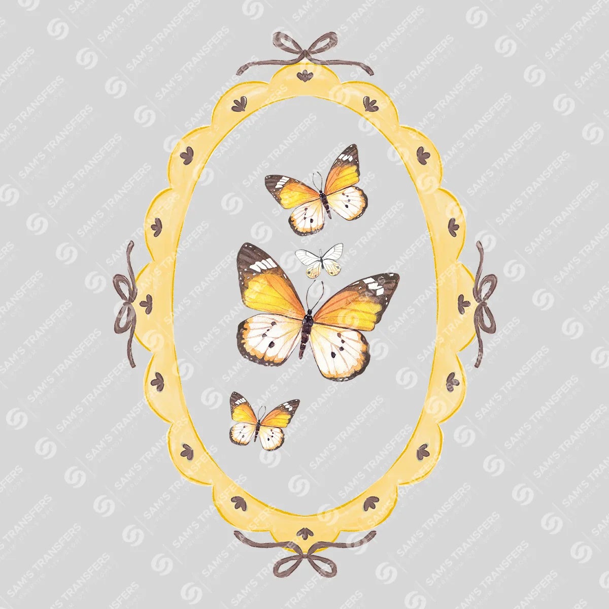 Apparel featuring a Butterflies In Yellow Frame-themed DTF transfer.