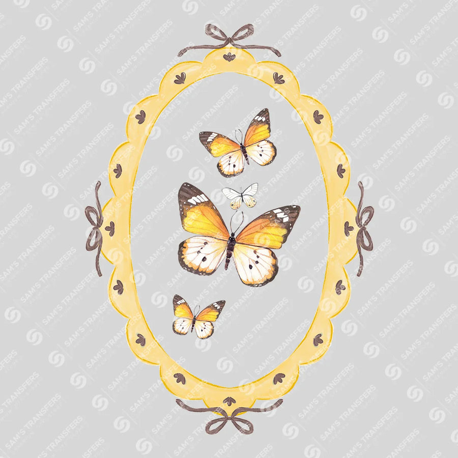 Butterflies In Yellow Frame Ready-to-Press DTF Transfer | SAT09637