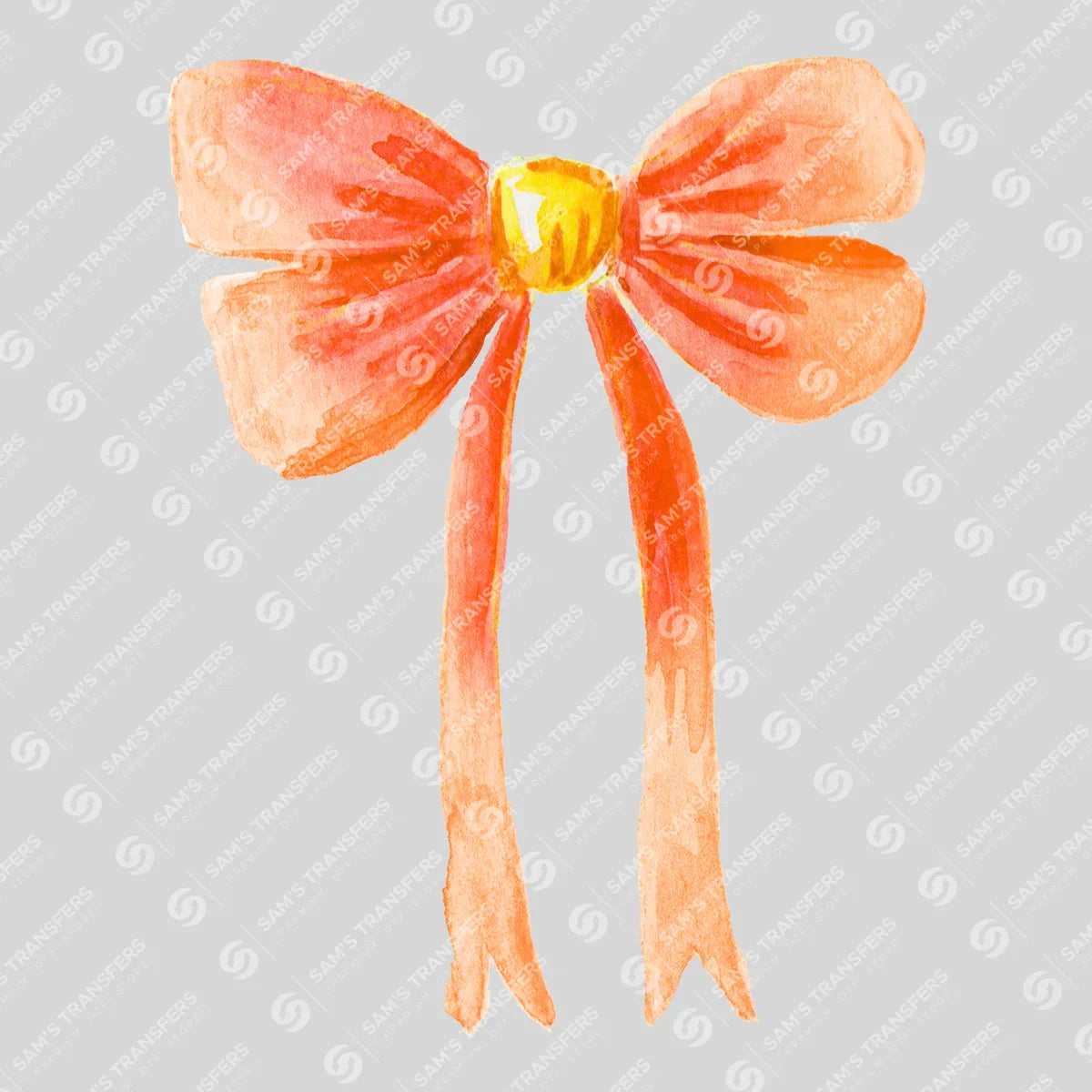 Apparel featuring a Orange Watercolor Bow-themed DTF transfer.
