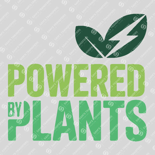 Apparel featuring a Powered By Plants-themed DTF transfer.