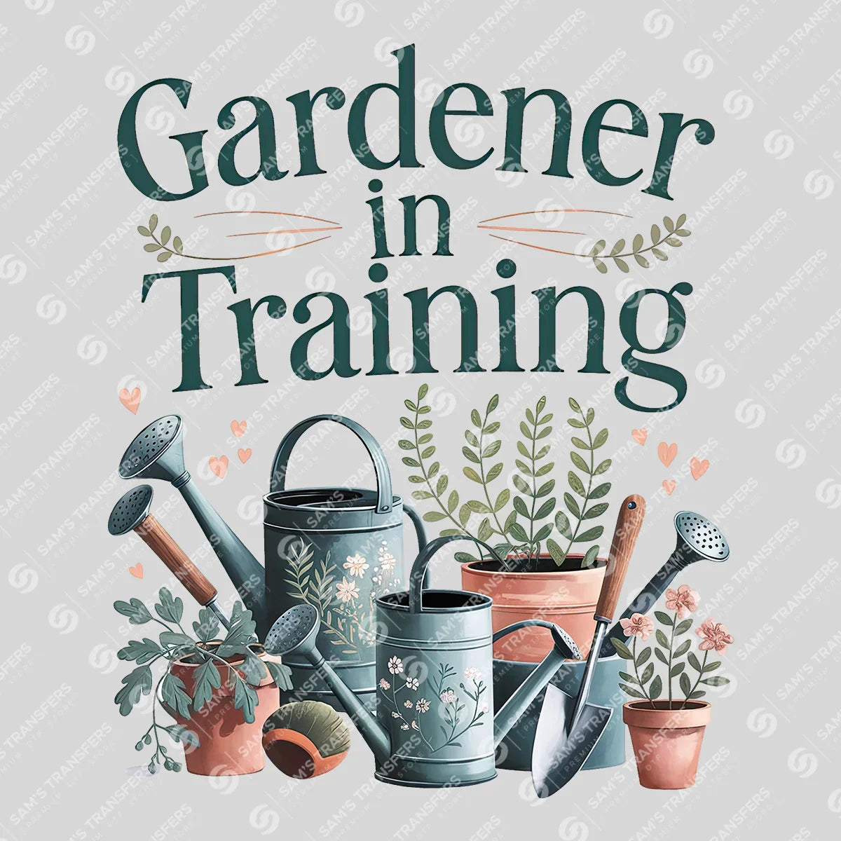 Apparel featuring a Gardener In Training-themed DTF transfer.