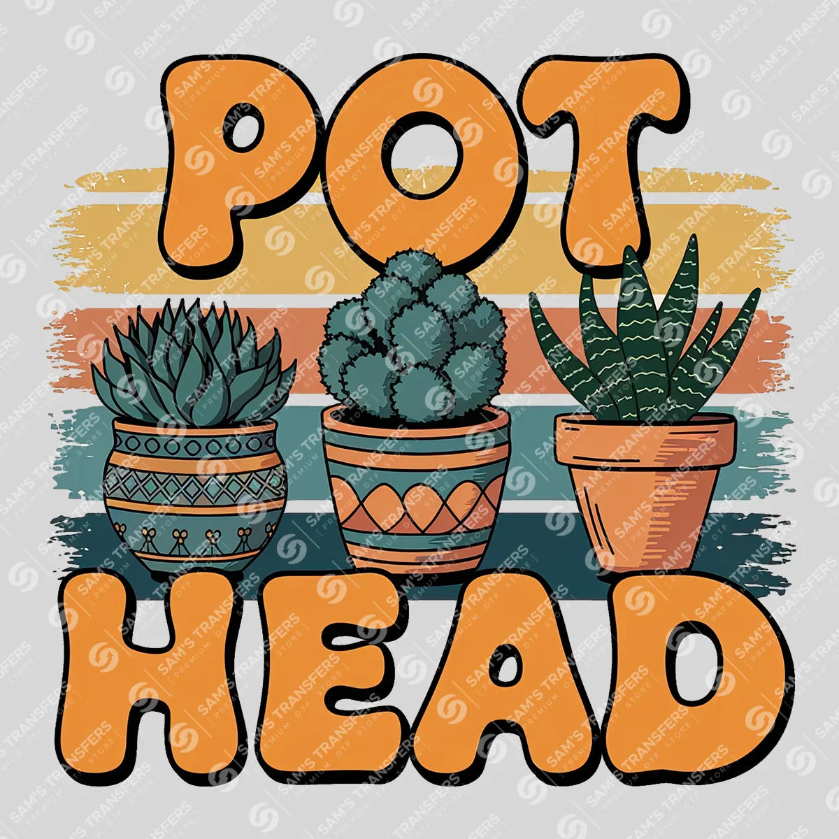 Apparel featuring a Pot Head-themed DTF transfer.