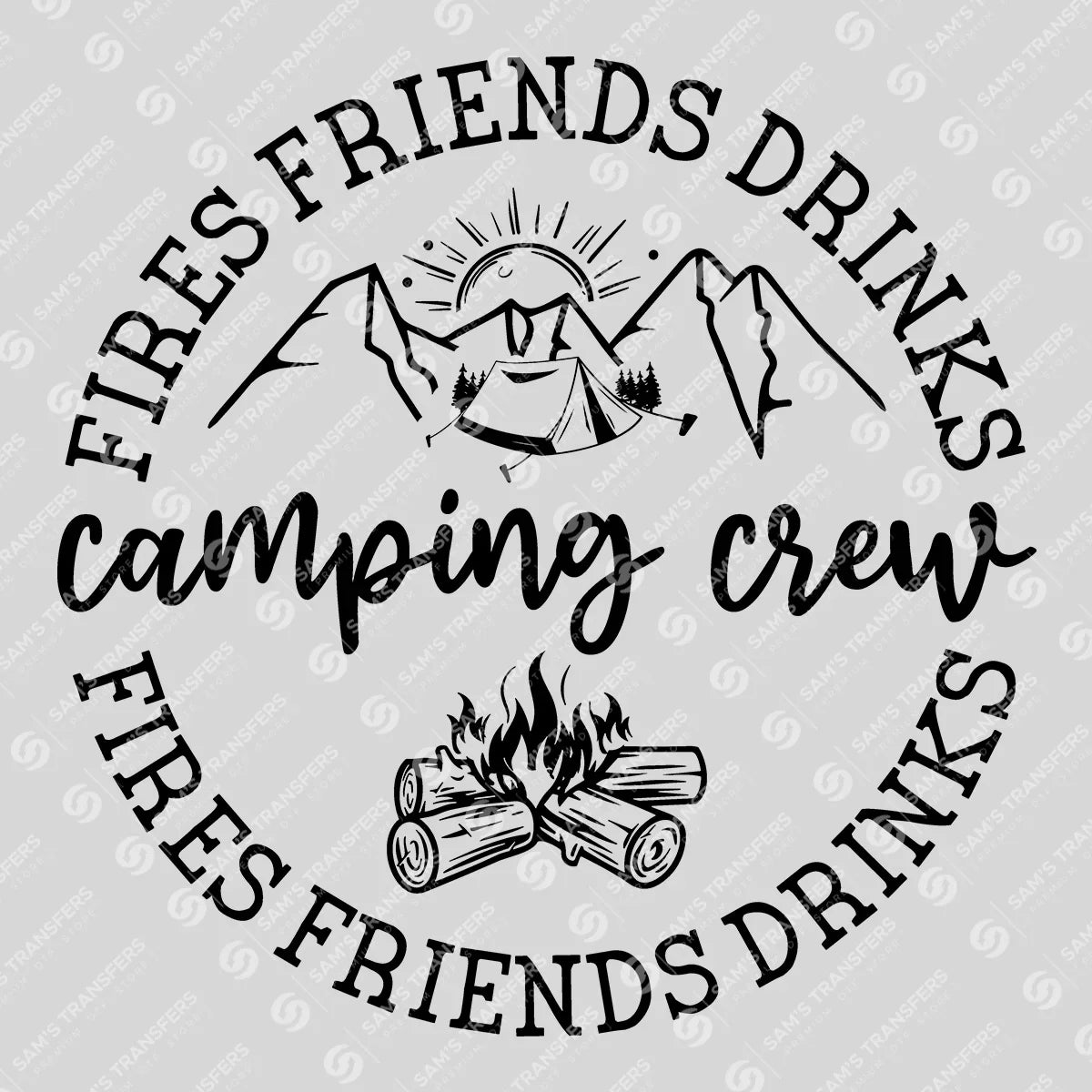 Apparel featuring a Camping Crew-themed DTF transfer.