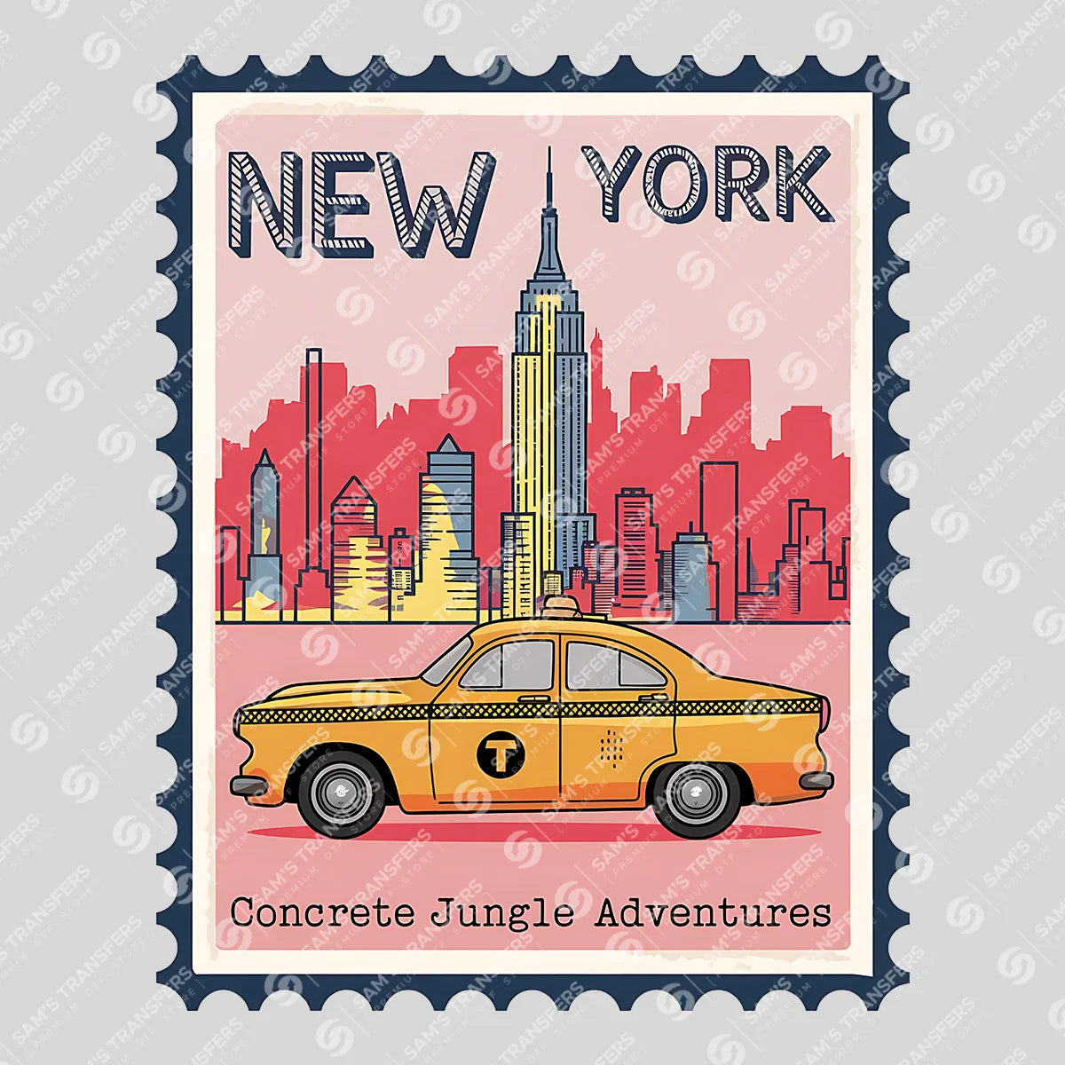 Apparel featuring a New York Concrete Jungle-themed DTF transfer.