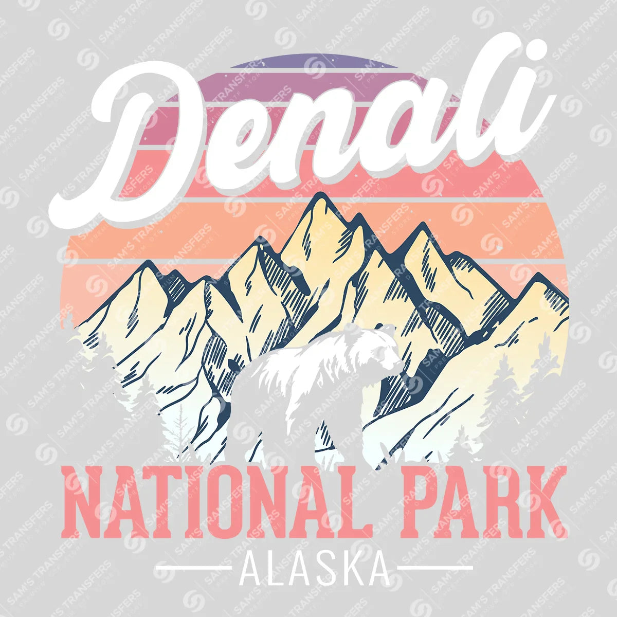 Apparel featuring a Denali National Park Alaska-themed DTF transfer.