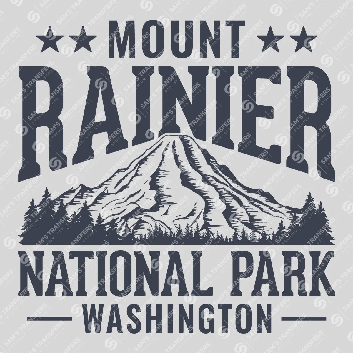 Apparel featuring a Mount Rainier National Park Vintage-themed DTF transfer.