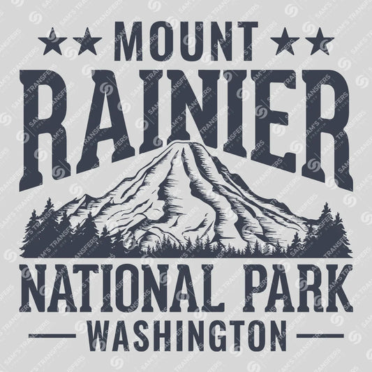 Apparel featuring a Mount Rainier National Park Vintage-themed DTF transfer.