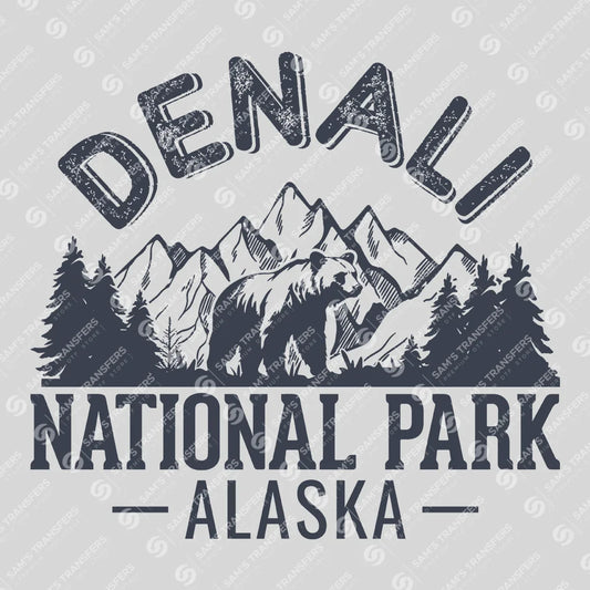 Apparel featuring a Denali National Park Bear-themed DTF transfer.