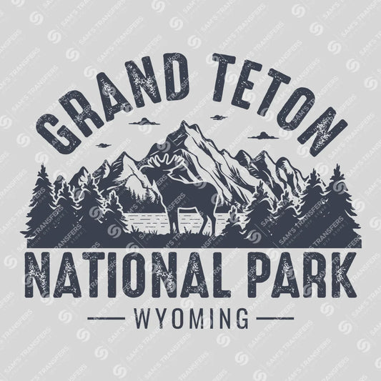 Apparel featuring a Grand Teton National Park Moose-themed DTF transfer.