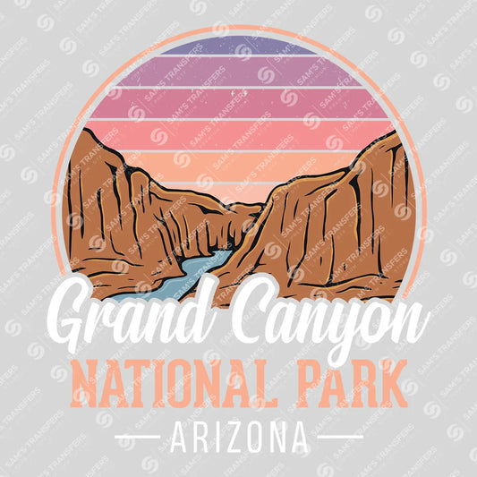 Apparel featuring a Grand Canyon National Park Arizona-themed DTF transfer.