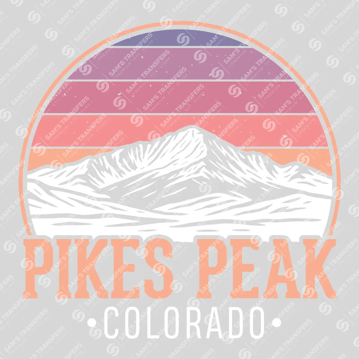 Apparel featuring a Pikes Peak Colorado-themed DTF transfer.