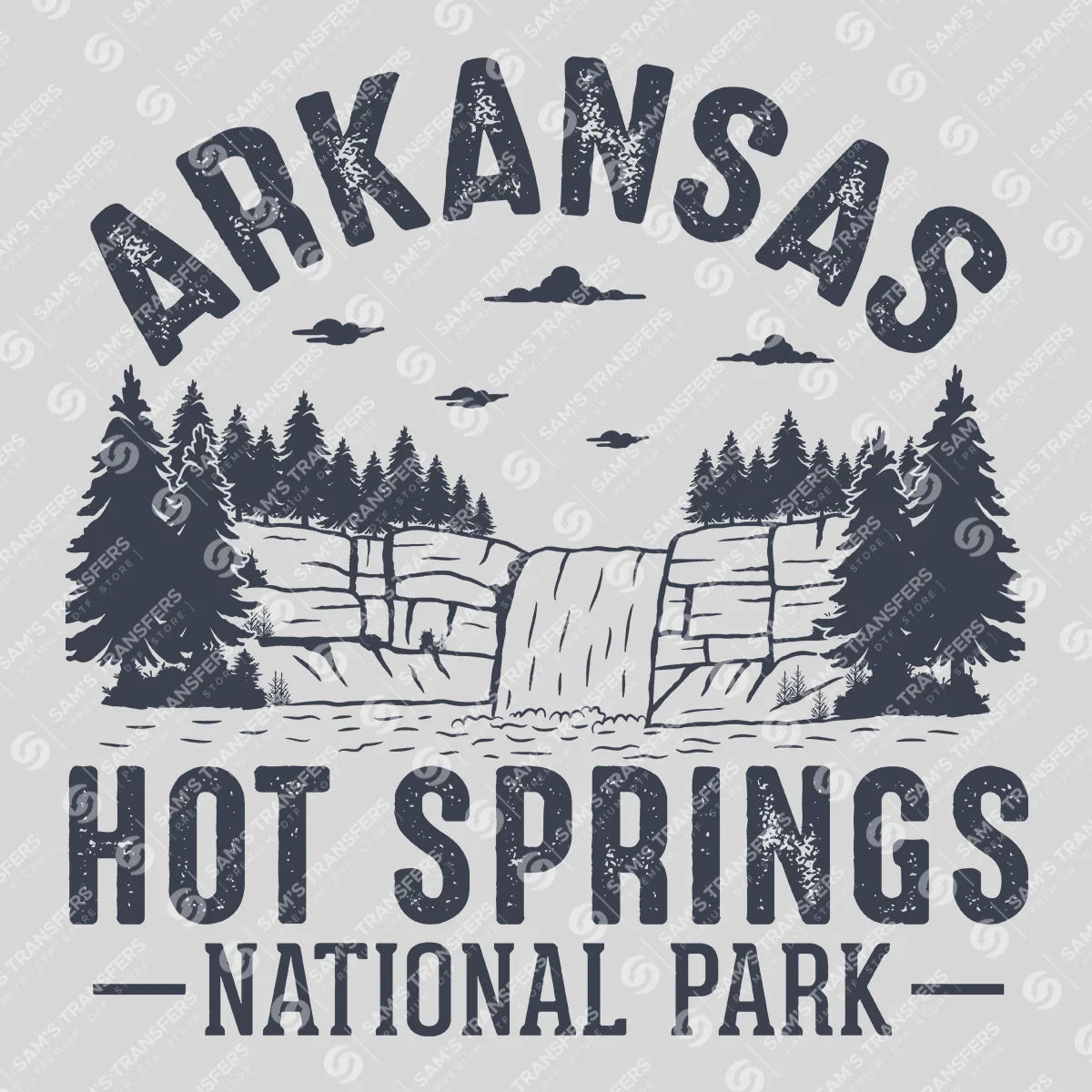 Apparel featuring a Arkansas Hot Springs National Park-themed DTF transfer.