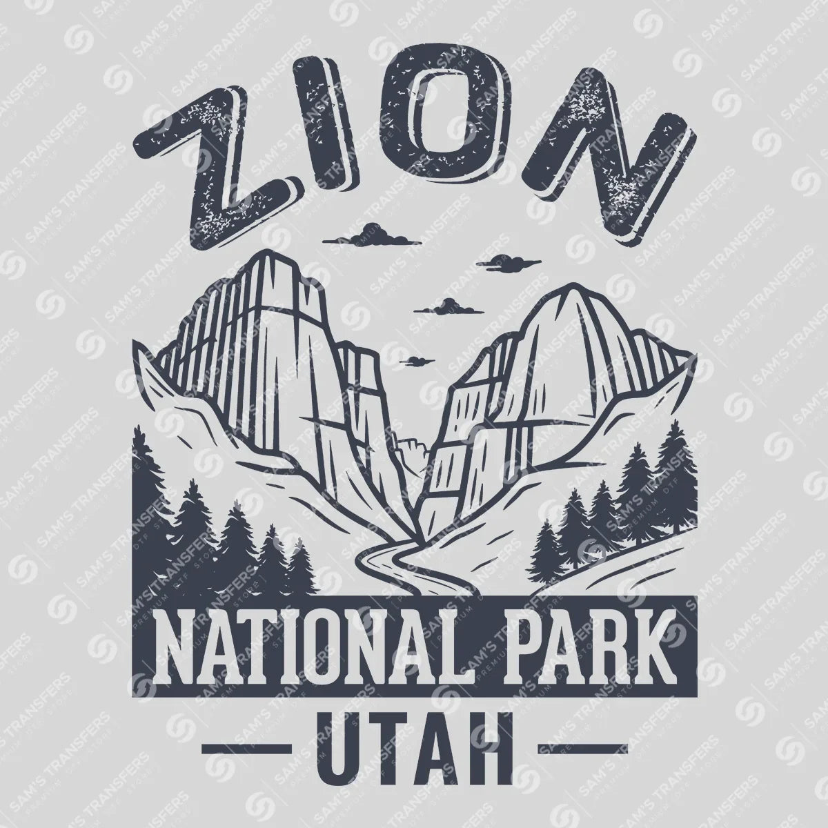 Apparel featuring a Zion National Park Utah-themed DTF transfer.