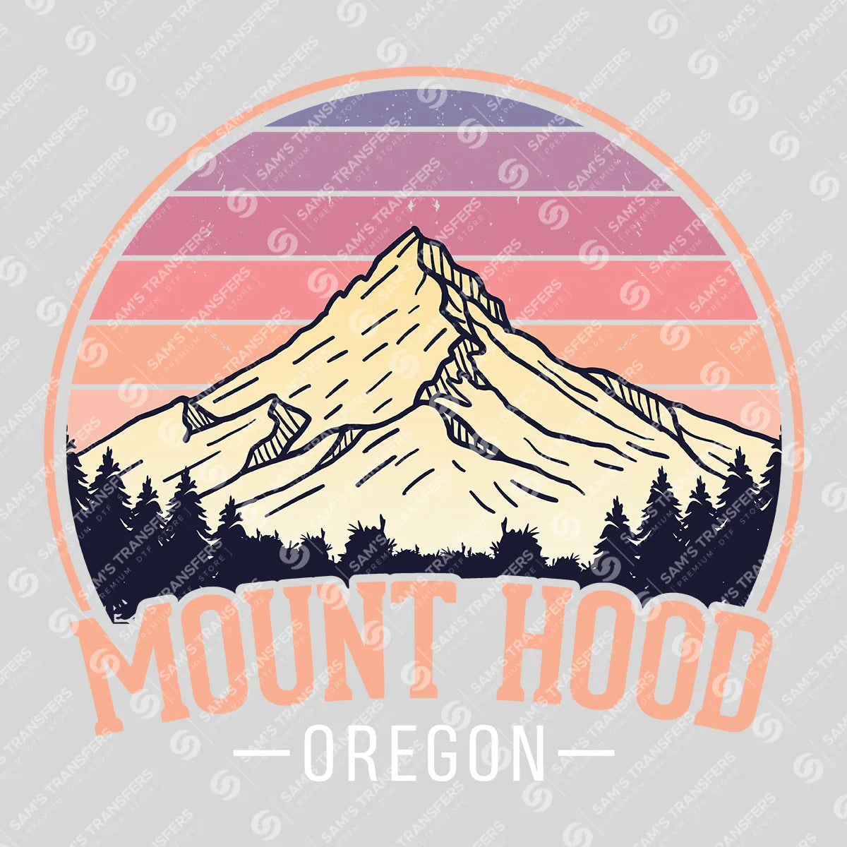 Apparel featuring a Mount Hood Oregon-themed DTF transfer.