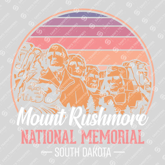 Apparel featuring a Mount Rushmore Retro-themed DTF transfer.