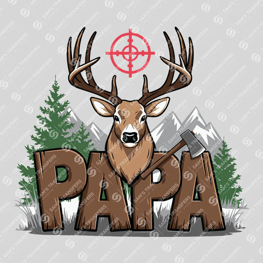 Apparel featuring a Papa Deer-themed DTF transfer.