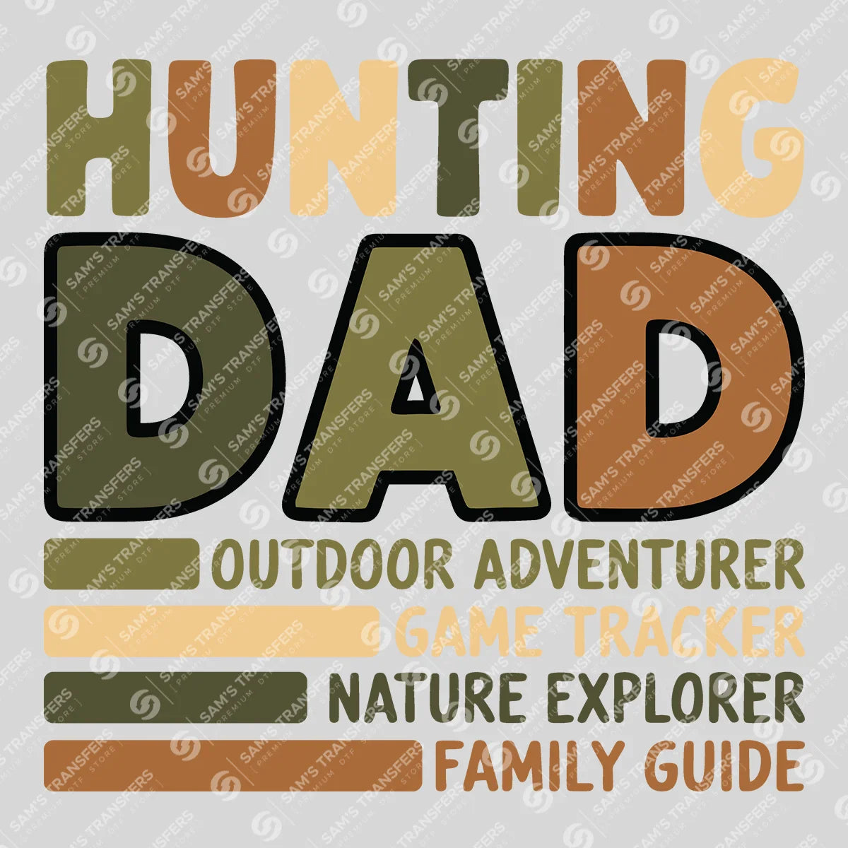 Apparel featuring a Hunting Dad Definition-themed DTF transfer.