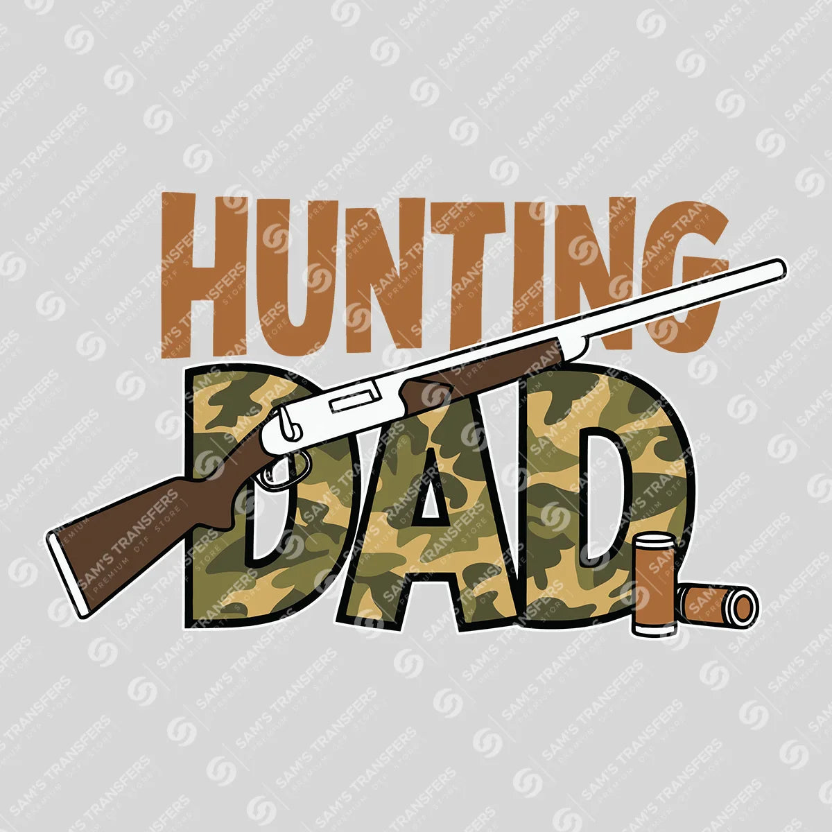 Apparel featuring a Hunting Dad Rifle-themed DTF transfer.