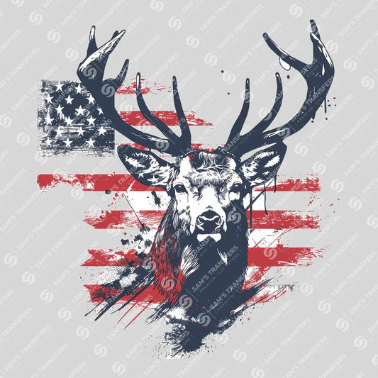 Apparel featuring a Patriotic Buck Sketch-themed DTF transfer.