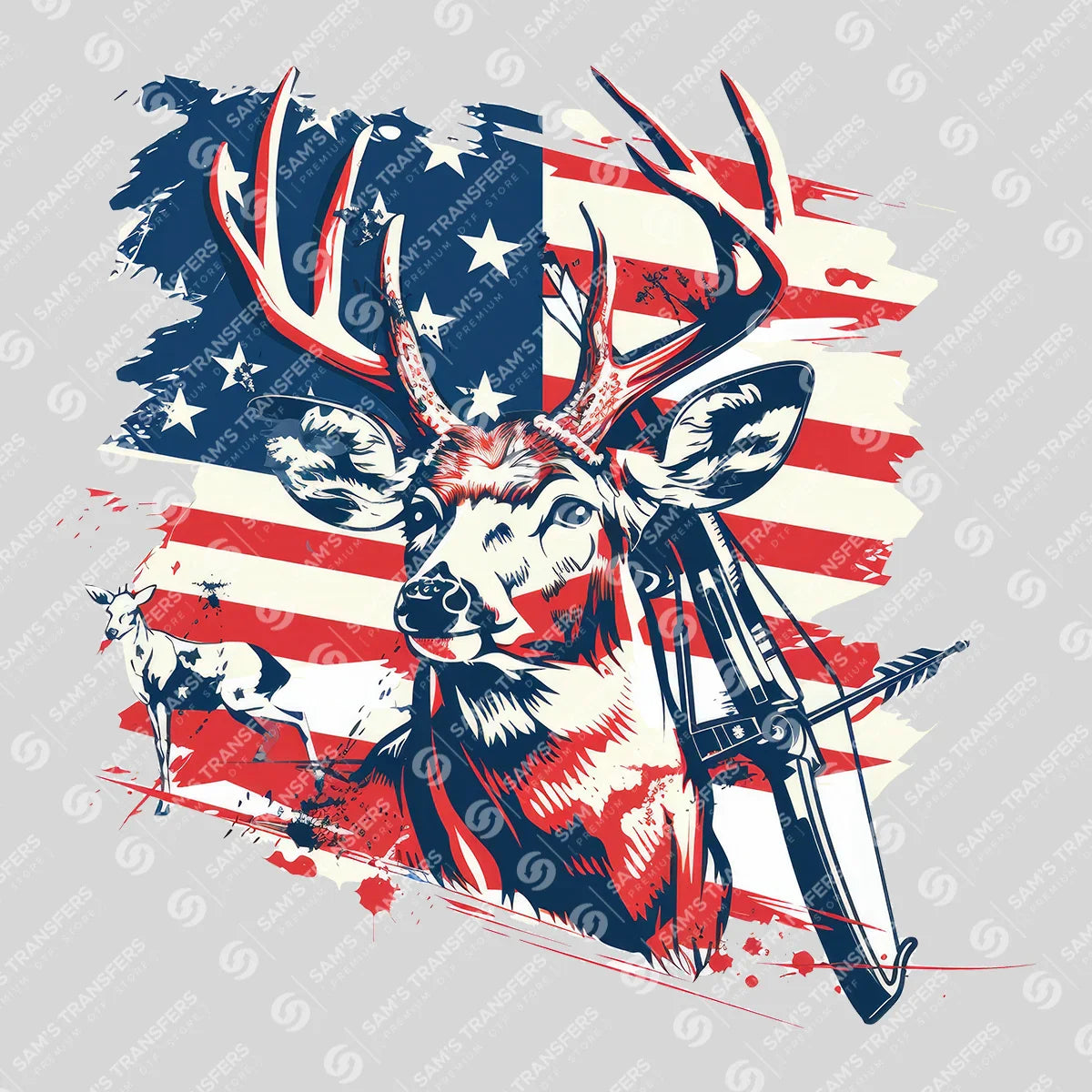 Apparel featuring a Bowhunter American Buck-themed DTF transfer.