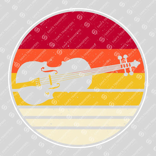 Apparel featuring a Retro Cello Sunset-themed DTF transfer.
