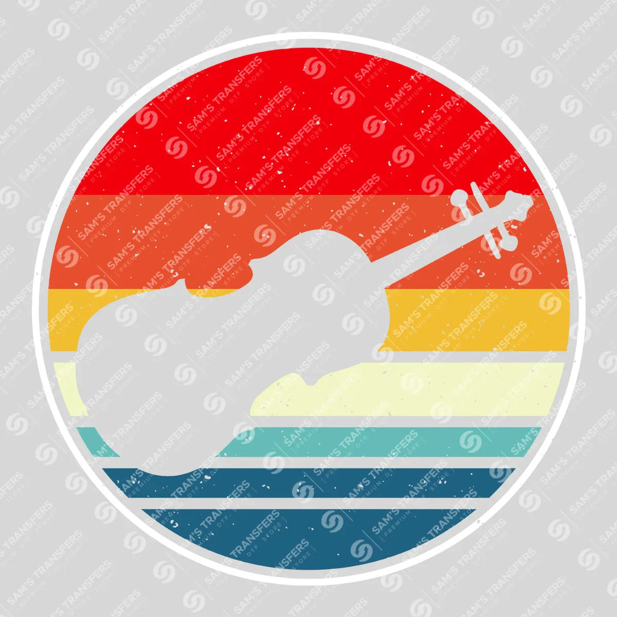 Apparel featuring a Retro Fiddle Sunset-themed DTF transfer.