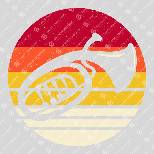 Apparel featuring a Retro Baritone Sunset-themed DTF transfer.