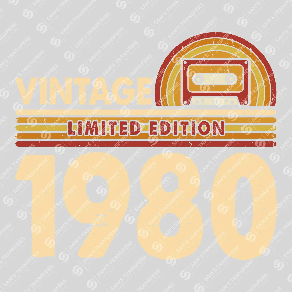 Apparel featuring a Vintage 1980 Limited Edition-themed DTF transfer.