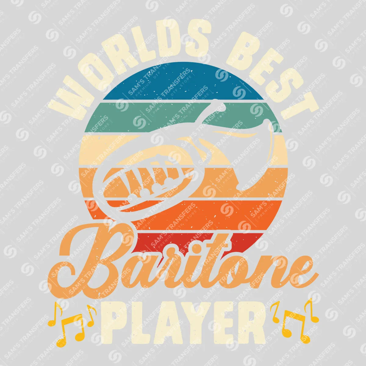 Apparel featuring a Worlds Best Baritone Player-themed DTF transfer.