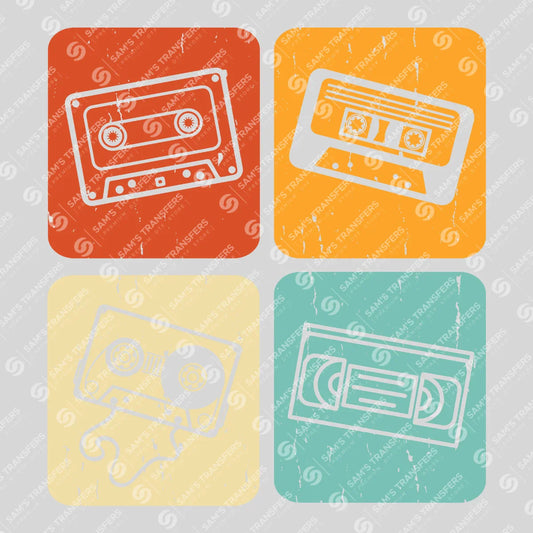 Apparel featuring a Vintage Cassette Grid-themed DTF transfer.