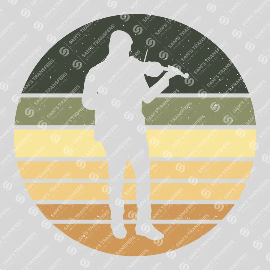 Violinist Retro Sunset Ready-to-Press DTF Transfer | SAT09884
