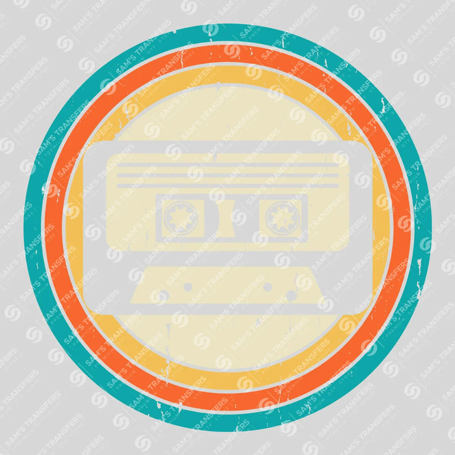 Retro Cassette Badge Ready-to-Press DTF Transfer | SAT09889