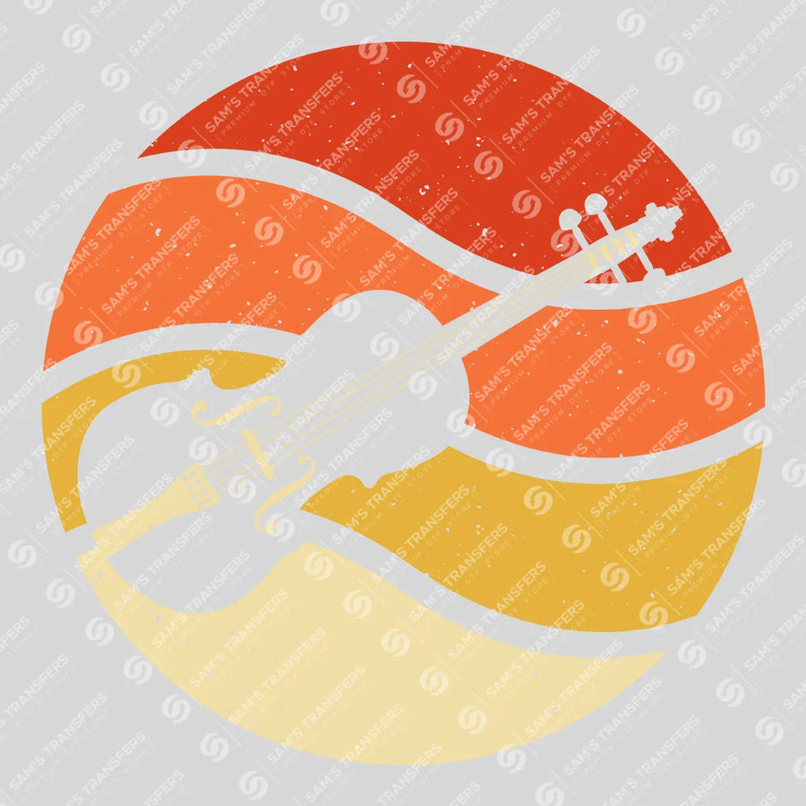 Violin Retro Sunset Ready-to-Press DTF Transfer | SAT09894