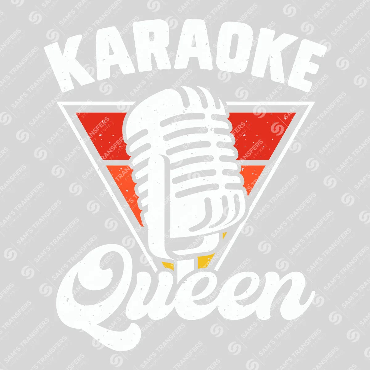 Apparel featuring a Karaoke Queen-themed DTF transfer.