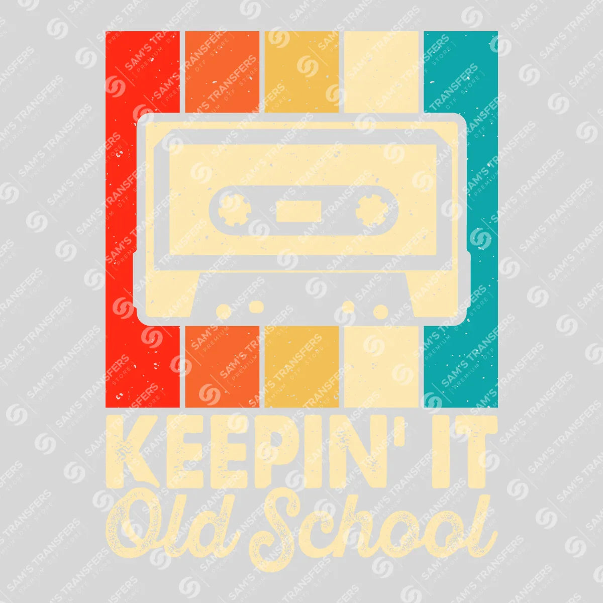 Apparel featuring a Keepin It Old School Stripes-themed DTF transfer.