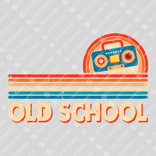 Apparel featuring a Old School Boombox-themed DTF transfer.