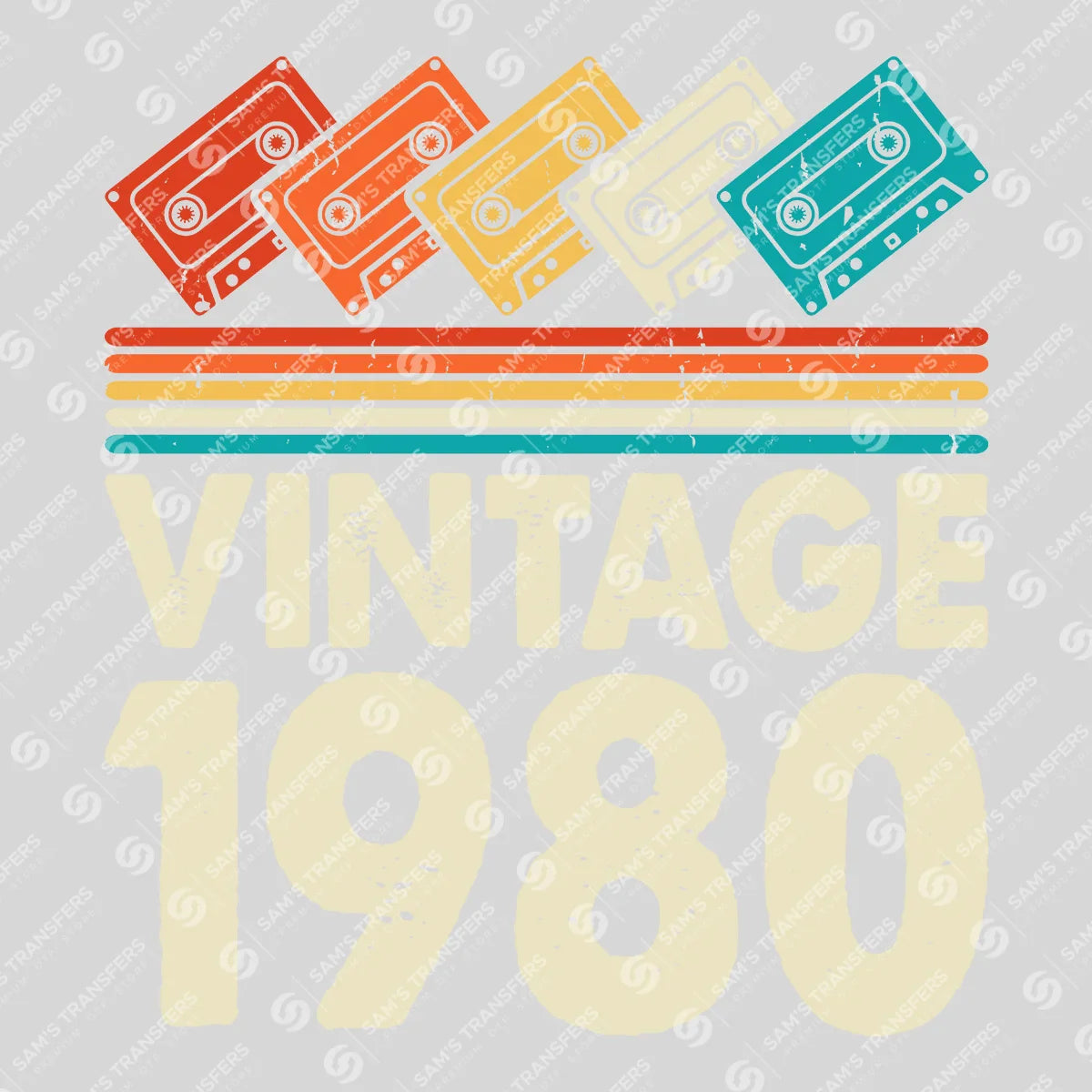 Apparel featuring a Vintage 1980 Cassettes-themed DTF transfer.