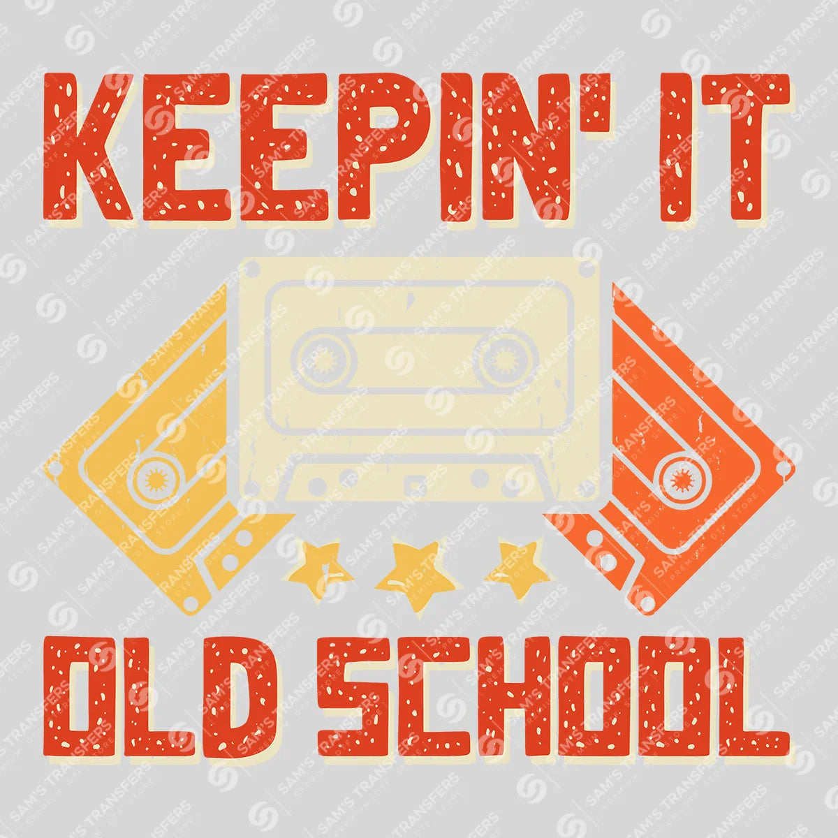 Apparel featuring a Keepin It Old School Stars-themed DTF transfer.