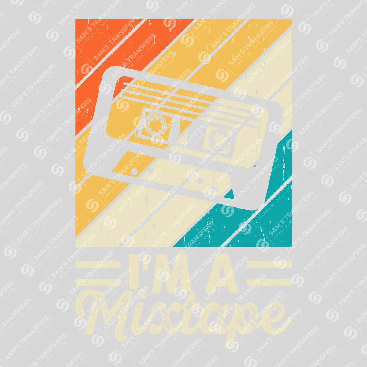 Apparel featuring a Im A Mixtape-themed DTF transfer.