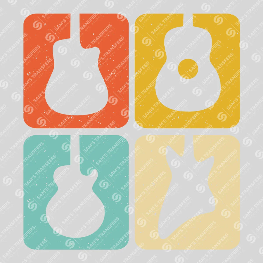 Retro Guitar Squares Ready-to-Press DTF Transfer | SAT09950