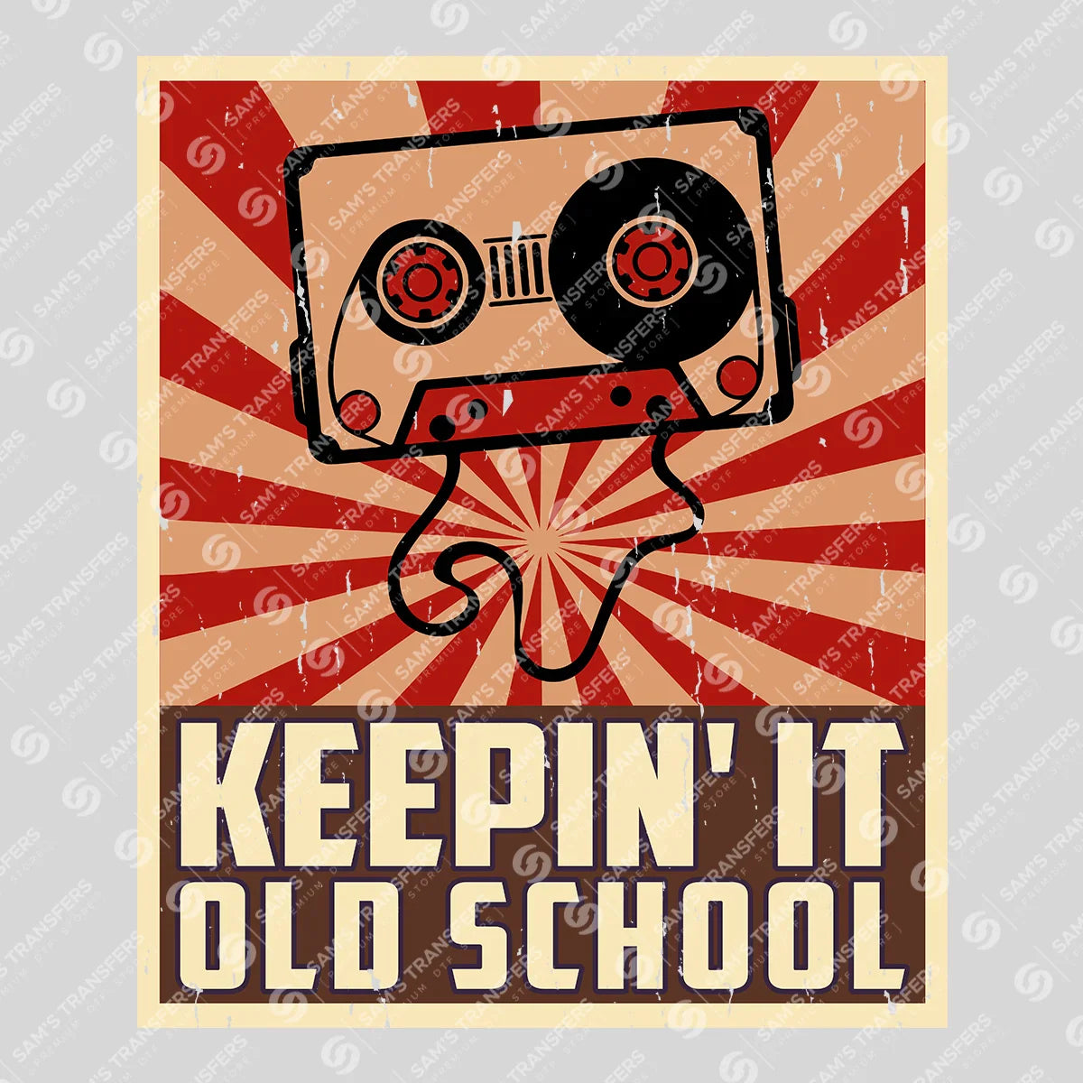 Apparel featuring a Keepin It Old School Poster-themed DTF transfer.