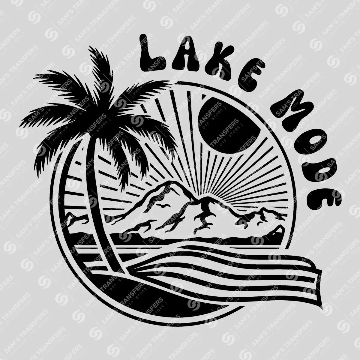 Apparel featuring a Lake Mode-themed DTF transfer.