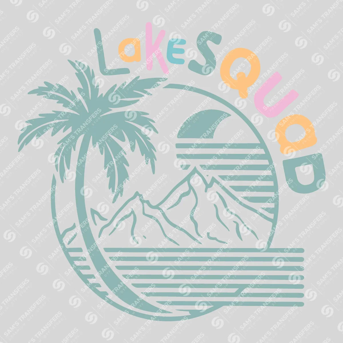 Apparel featuring a Lake Squad Pastel-themed DTF transfer.