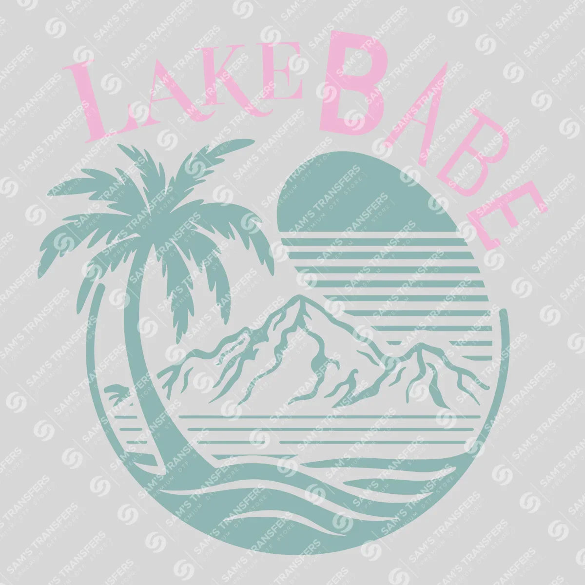 Apparel featuring a Lake Babe Pastel-themed DTF transfer.
