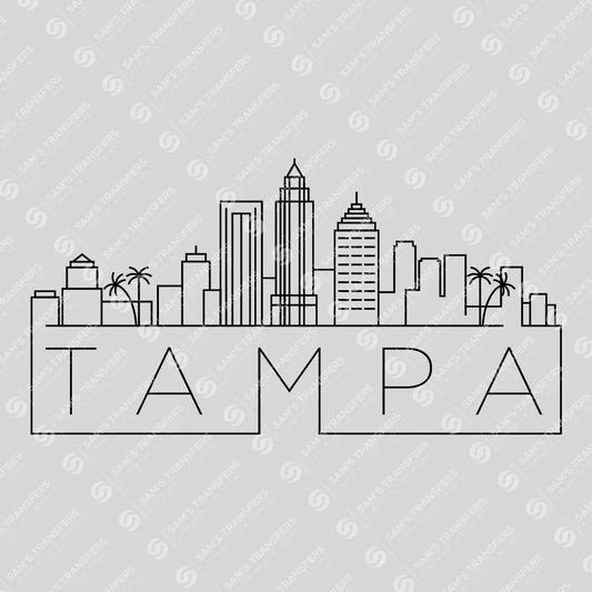 Apparel featuring a Tampa Skyline-themed DTF transfer.